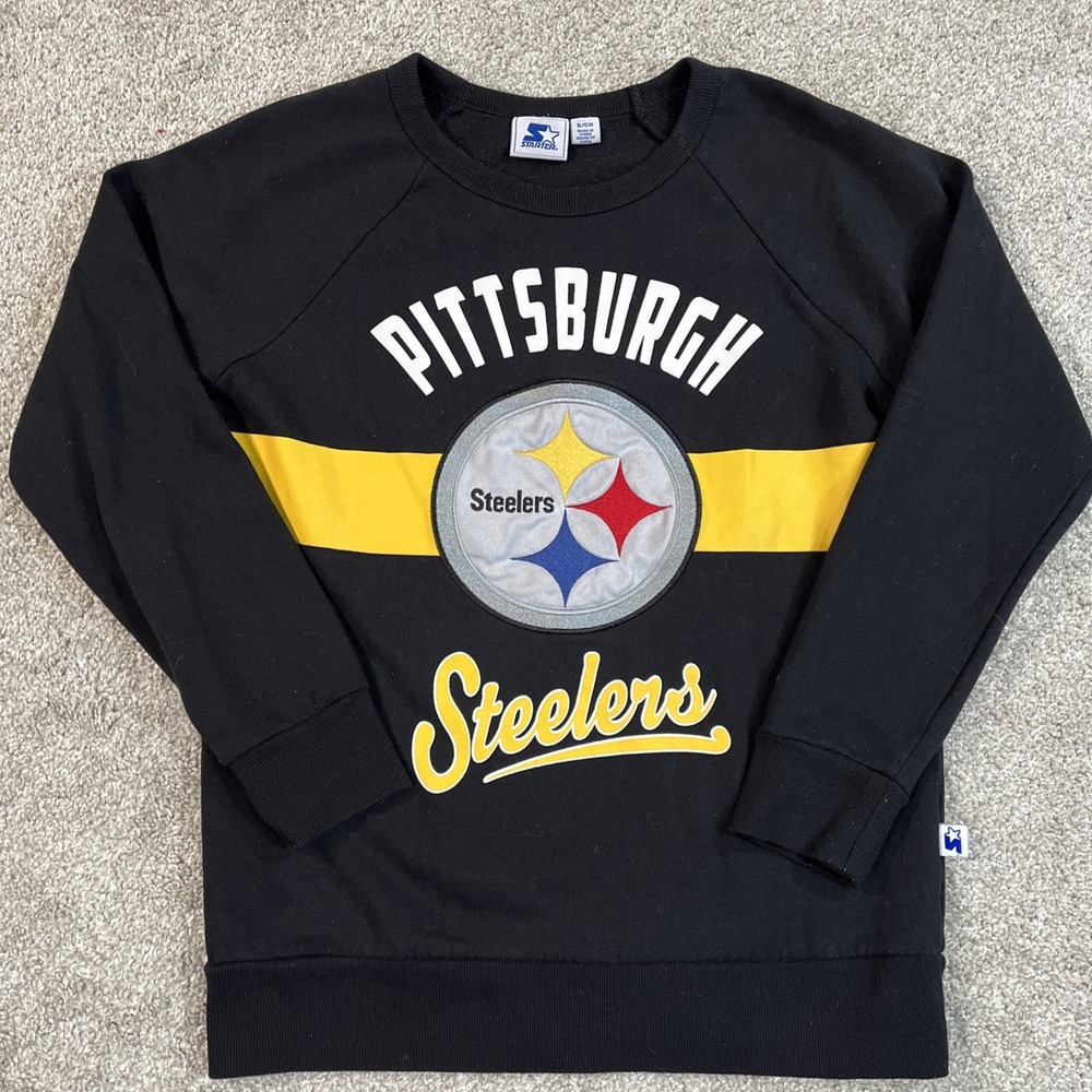 Starter Pittsburgh Steelers‎ Sweatshirt Men's S Black Crewneck NFL Pullover
